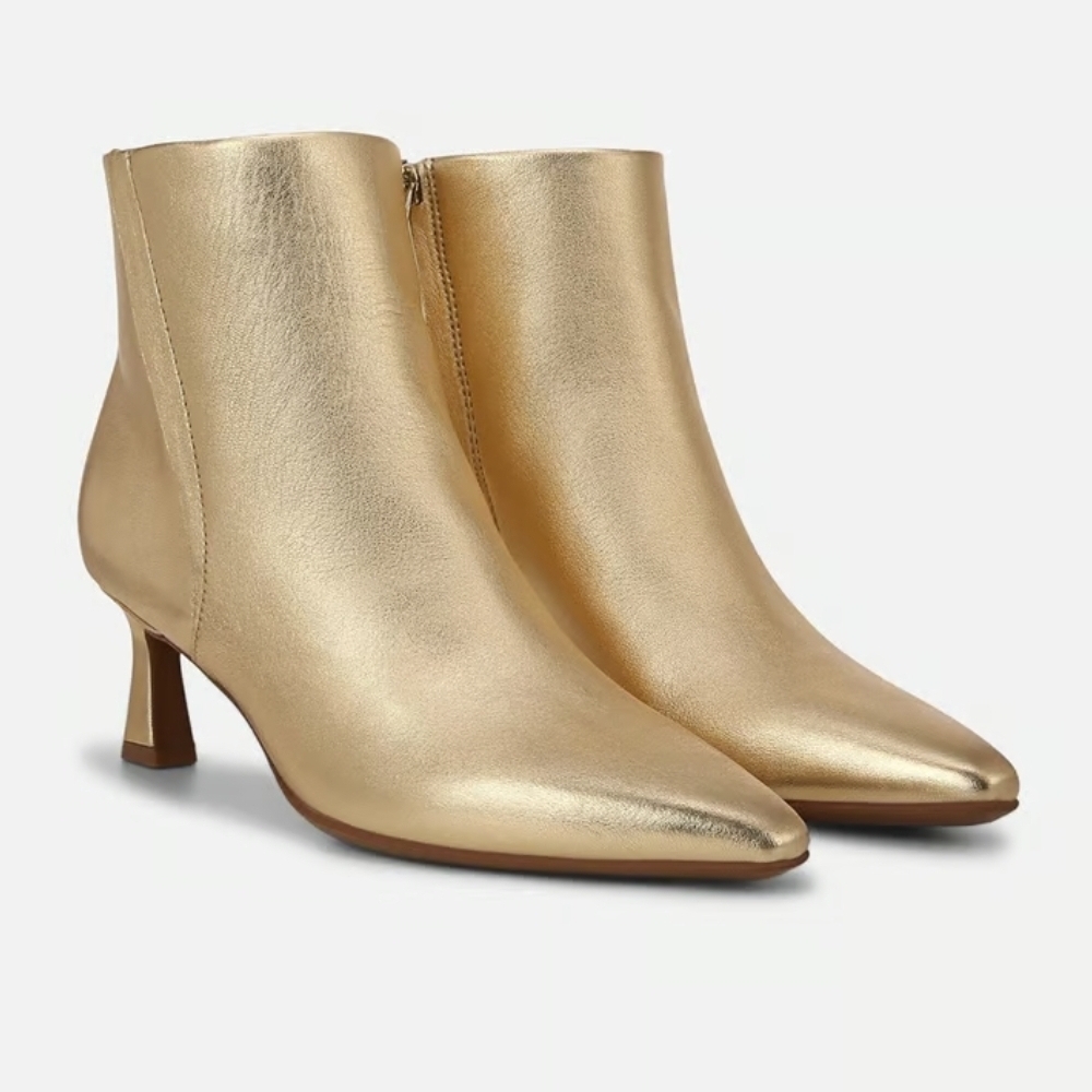 NIB NATURALIZER Glam Chic Deesha Bootie with Side Zipper Gold‎ Women's Size 9M